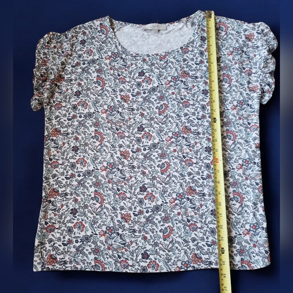 LOFT Mixed Fabric Ruffled Sleeves Butterflies & Floral Print Blouse - Picture 10 of 10